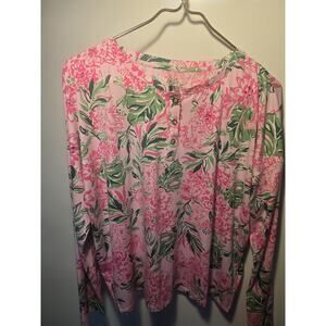 NWT Lilly Pulitzer Medium Lucretia PJ Top Pink Green new without tags cozy lux